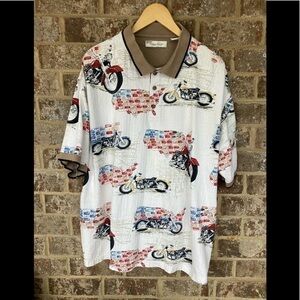 American Summer Patriotic Polo Shirt Blue Red White Men’s XXL